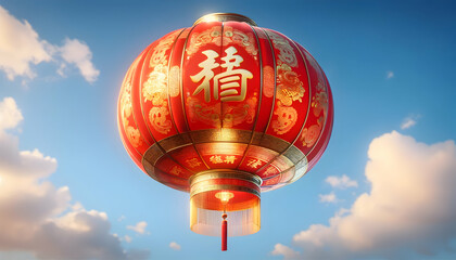 Chinese new year lantern against blue sky.