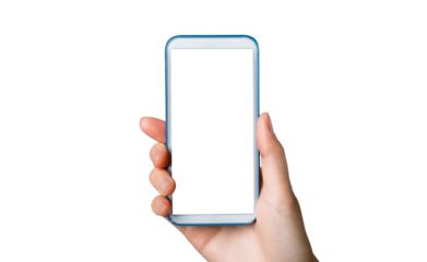 スマホを操作する手　クリッピングパスで精密に切り抜いた背景透過写真PNG