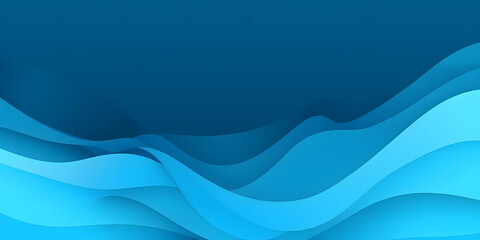 Fototapeta premium Bright blue abstract waves background. Paper cut and craft style illustration