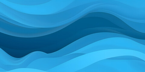 Bright blue abstract waves background. Paper cut and craft style illustration