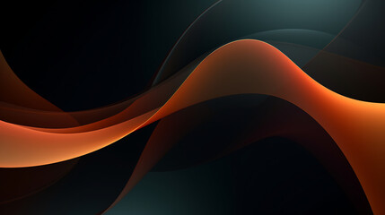 a black and orange abstract background with curves - obrazy, fototapety, plakaty