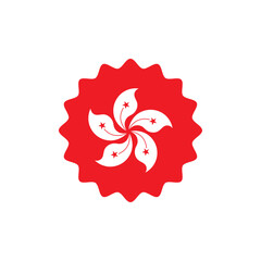 Hong Kong flag vector label badge