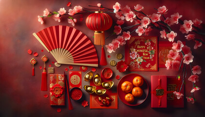 Illustration of beautiful arrangement for chinese new year.