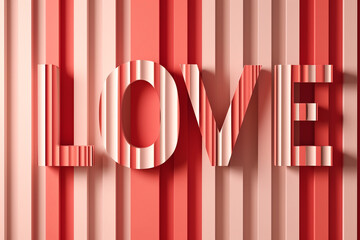 wallpaper featuring minimalistic stripes in shades of red and pink, subtly forming the word "LOVE" amidst the pattern for a chic Valentine's Day