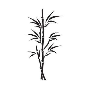 Bamboo leaves icon over white background, silhouette style, vector illustration © IT'S ORA