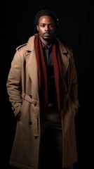 Fototapeta premium A man in a trench coat and a red scarf