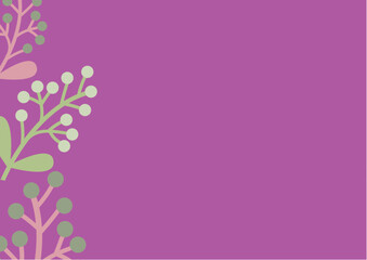 Fototapeta na wymiar Light green Christmas mood branches on purple background