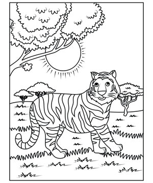 tiger coloring page for kids