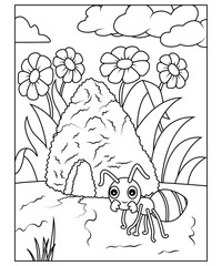 ant coloring page for kids