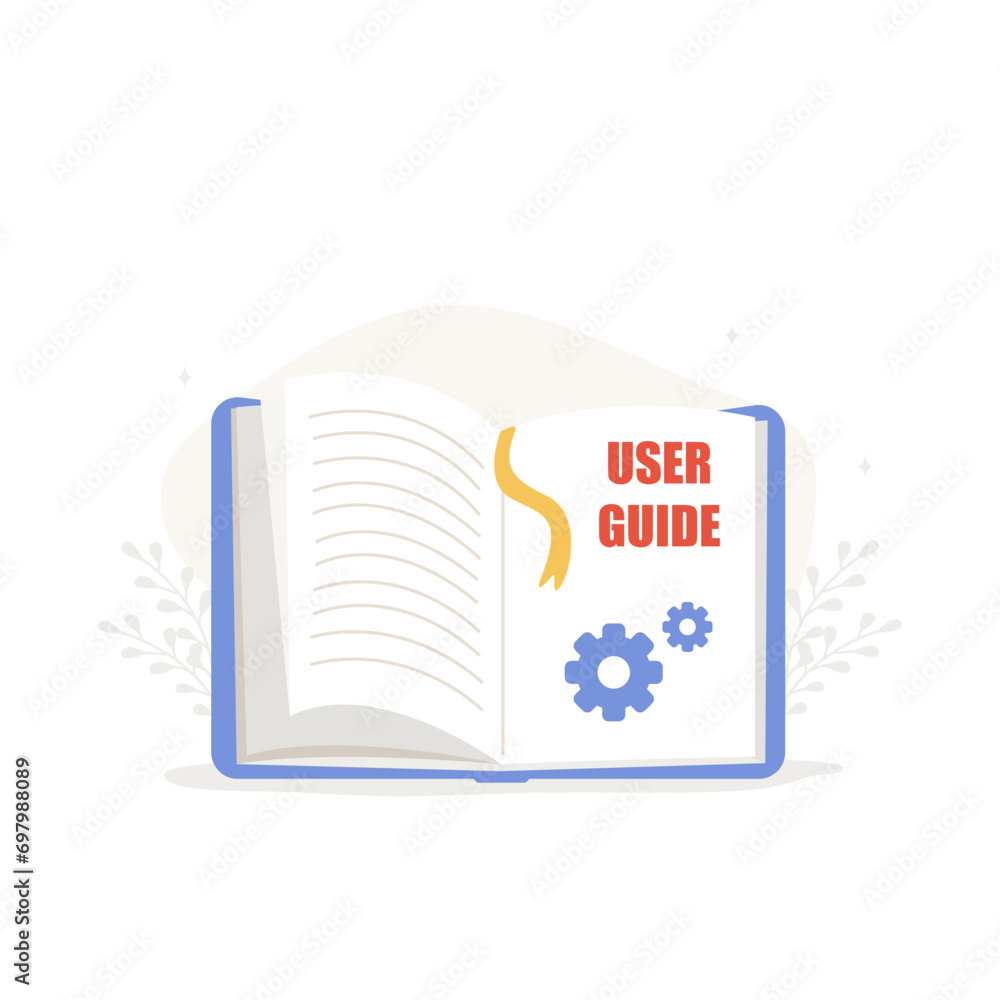 Aufkleber user guides. open guidebook icon. user manual and instruction. vector illustration in flat cartoon s