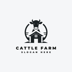Cow farming logo design, with simple style, suitable for cattle farming