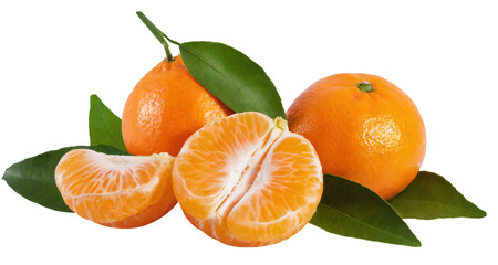 Delicious tangerines - isolated on transparent background