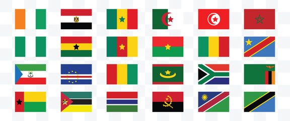 2024 africa cup of nations , participating countries  flags in africa cup of nations 2024 vector - obrazy, fototapety, plakaty