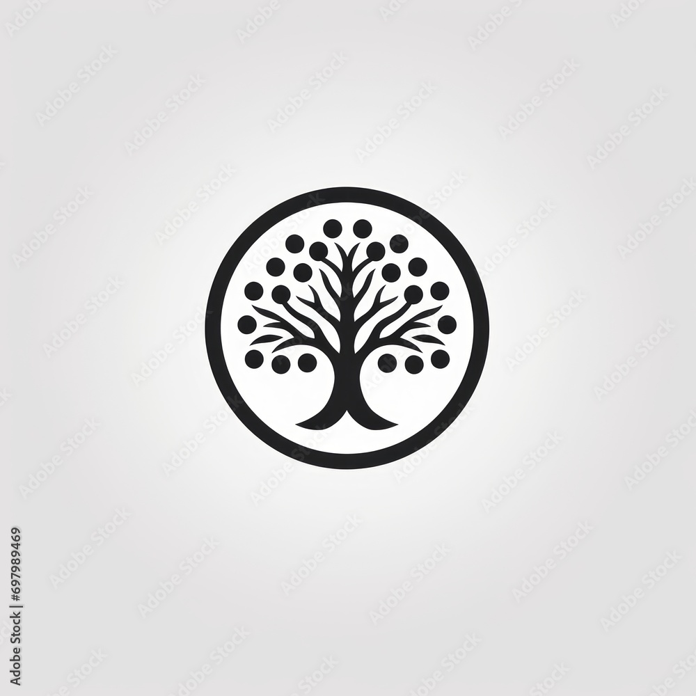 Poster flat tree logo. generative ai