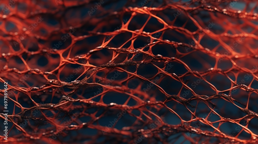 Poster tangled and woven texture of fishing net.. generative ai