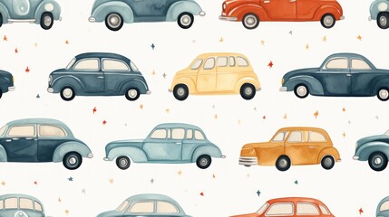 Simple aquarelle cars. Generative  AI 