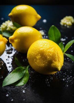  photo realism, delicious, lemon and water, beautiful, dry, elegant, rich, vivid contrast, 