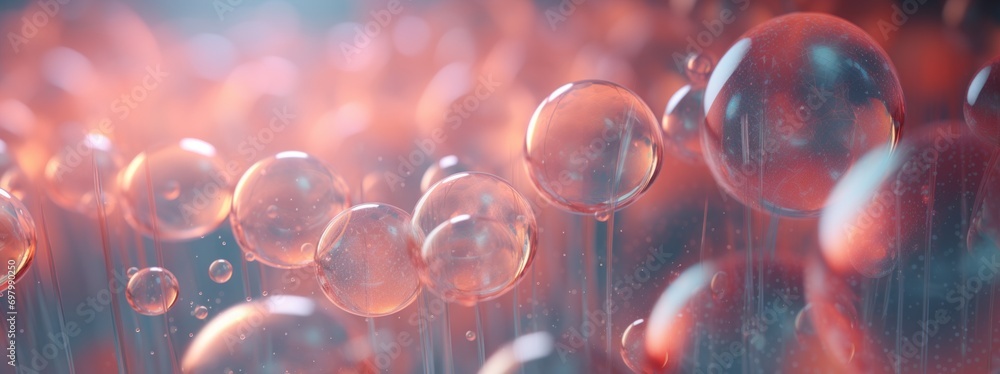 Poster Layers of translucent circles overlapping to produce an abstract and ethereal scene.. Generative  AI 