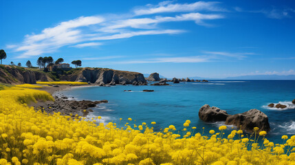 landscape with lake, landscape with flowers,landscape with lake and blue sky,