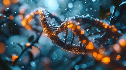 Abstract background with a double helix DNA - obrazy, fototapety, plakaty