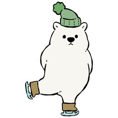 スケートを楽しむ白クマのクリップアート
