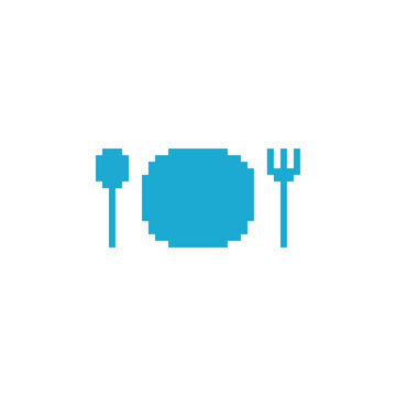 this is eat icon 1 bit style in pixel art with blue color and white background ,this item good for presentations,stickers, icons, t shirt design,game asset,logo and your project.