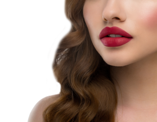 Red female lips close-up - isolated