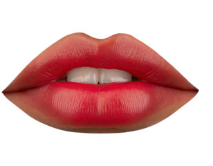 Red female lips close-up - isolated