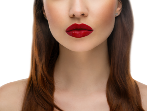 Red female lips close-up - isolated