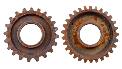  rusty old cog wheels - isolated