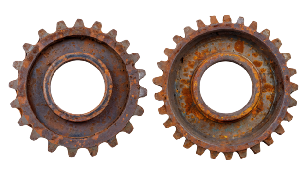 rusty old cog wheels - isolated