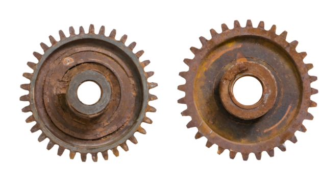  rusty old cog wheels - isolated
