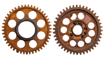  rusty old cog wheels - isolated