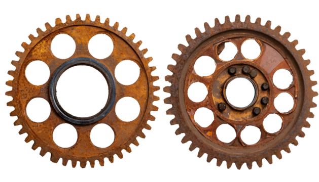  rusty old cog wheels - isolated