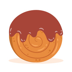 Delicious roll croissant or cromboloni with cream topping illustration 