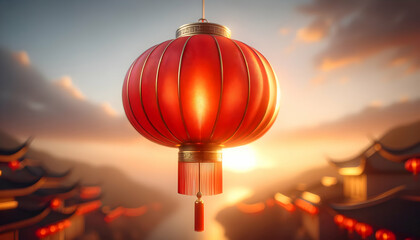Chinese new year lantern at sunset.
