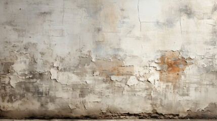 A decaying wall reveals its history through a stained and peeling coat of paint, evoking feelings of neglect and impermanence