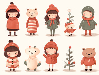 Obraz premium Cute Xmas illustration