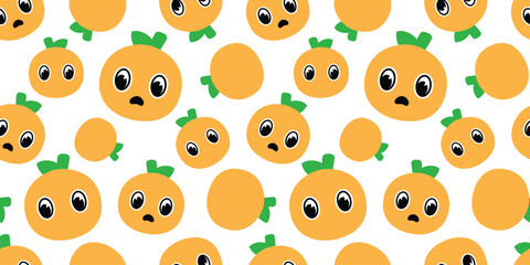 orange seamless pattern vector eye fruit cartoon gift wrapping paper scarf isolated repeat background tile wallpaper textile illustration doodle design
