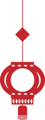 Hand drawn red chinese paper lantern element vector