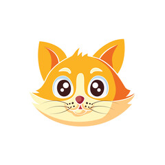 Cute Cartoon Cat Head, Vector Linesless Illustration, no outline