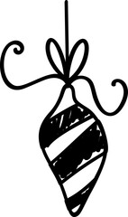 Hand drawn christmas bauble ball element vector