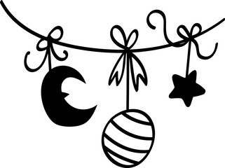 Hand drawn christmas bauble ball element vector