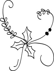 Hand drawn christmas holly sprig element vector