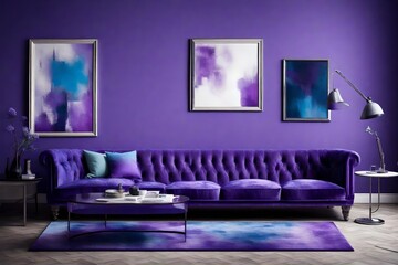 modern living room with purple furniture