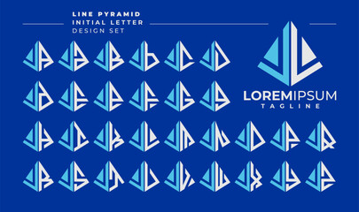 Line abstract pyramid initial letter J JL logo design set - obrazy, fototapety, plakaty