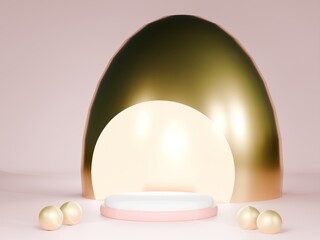 Realistic pink 3D stand for displaying your cosmetic products.