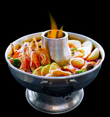 Thai famous spicy soup called Tom Yum Goong