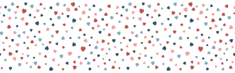 Fototapeten Romantic style hearts shape border. Vector seamless pattern. Valentine day background Isolated on white background © Alex_Zakharov