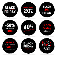 Set of Black Friday badges, label, tags, banners, coupons for sale and promotion.